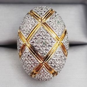 Genuine Diamond Accent 18k Yellow Gold - 925 Sterling Silver X Statement Ring